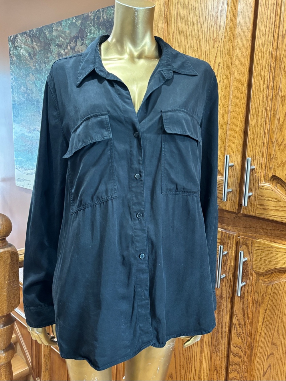 Babaton Black Button-Front Utility Shirt